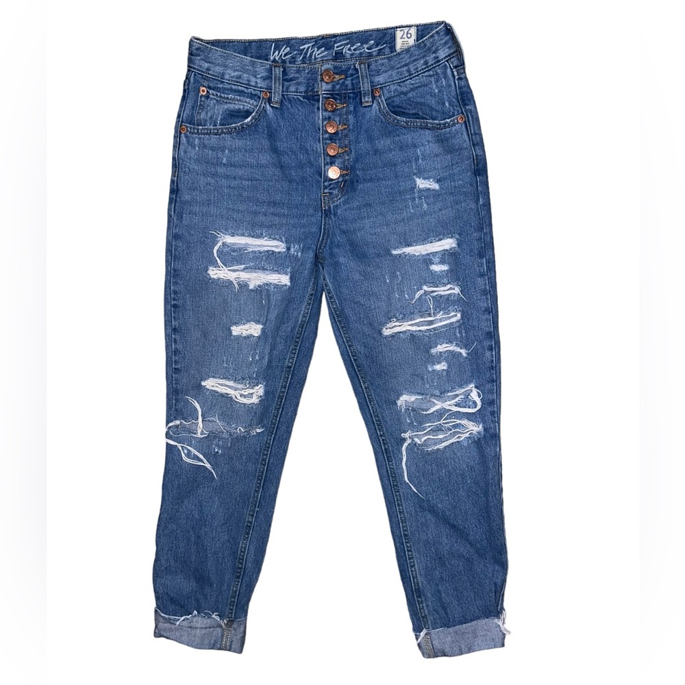 Free People We The Free High Rise Button Fly Boyfriend Jeans Size 2/26